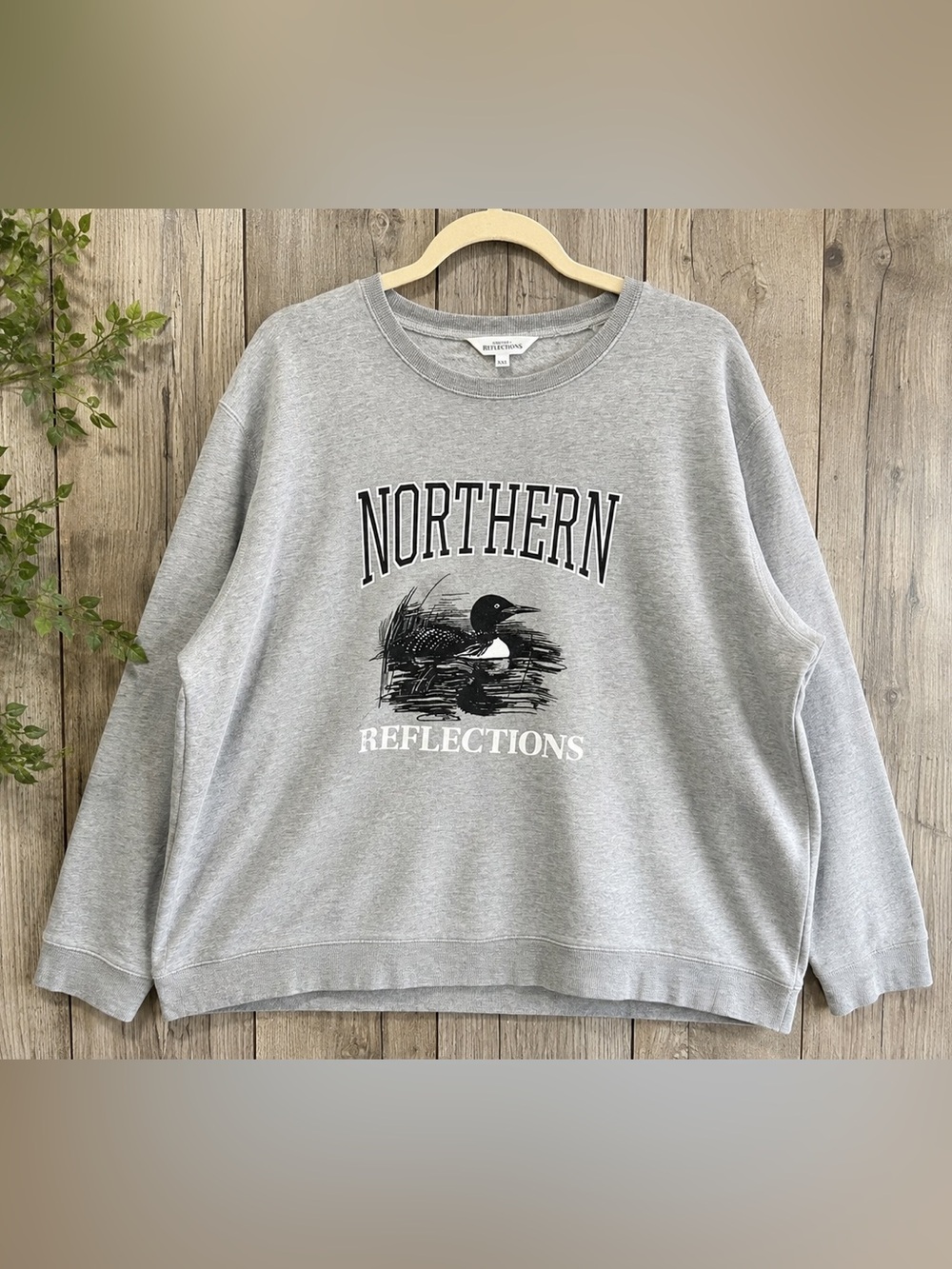 Northern Reflections Loon Graphic Crewneck Sweatshirt Gray XXL